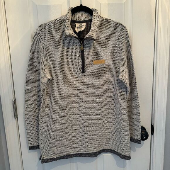 Jadelynn Brooke Women's Long Sleeve 1/4 Zip Pullover Color Gray and White - Picture 1 of 7